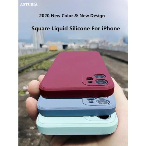 ASTUBIA Square Liquid Silicone Case For iPhone 11 12 Pro Max Mini Full Protection Case For iPhone XS MAX XR X 7 8 PLUS SE2 Cover