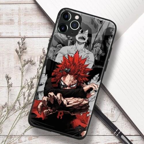 Eijiro Kirishima My Hero Academia Anime Soft TPU Glass Phone Case for IPhone SE 6s 7 8 Plus X Xr Xs 11 12 Mini Pro Max Samsung
