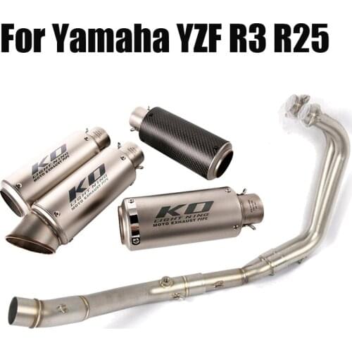 For Yamaha YZF-R3 R25 Front Connect Pipe Escape Mid Link Tube Slip On 51mm Exhaust Tips Muffler Pipe No DB Killer Motorcycle
