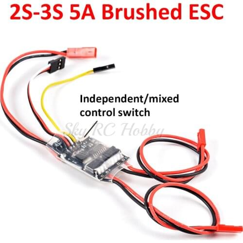 Dual Way Bidirectional Brushed ESC 2S-3S Lipo 5A ESC Speed Control for RC Model Boat/Tank 130 180 Brushed Motor Spare Parts