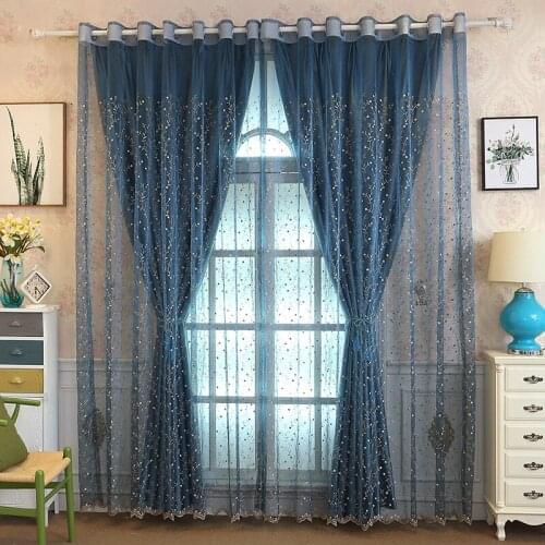 European Double Jacquard Curtain for Living Room Thickening Blackout Curtains Embossed Pattern Tulle Curtains for Bedroom Window