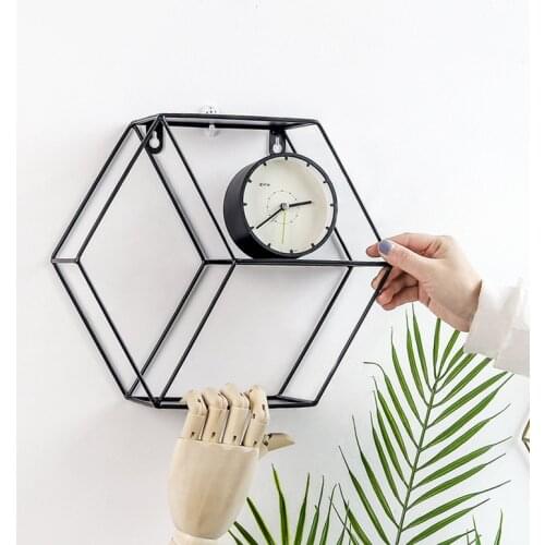 Geometry Wall Shelf Wall Hanging Shelf Metal Wall Decor Geometric Figure Art Decorative Hexagon Wall Shelf For Living Room