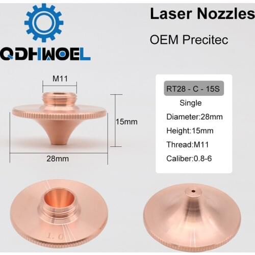 Laser Nozzles Single Double Layer Dia.28mm Caliber 0.8 - 4.0 for FIBER Laser Cutting Head