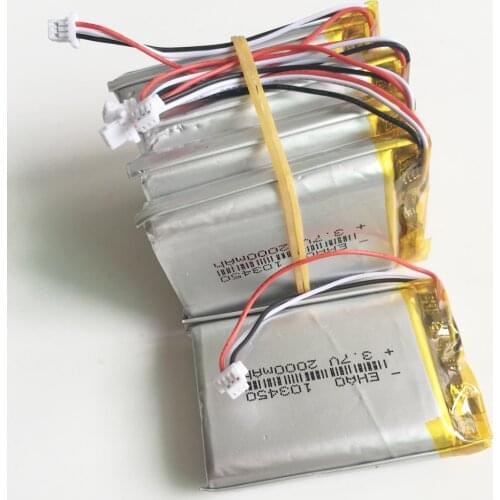 5 pcs 103450 3.7V 2000mAh lipo polymer lithium rechargeable battery + JST 1.0mm 3pin plug for GPS navigator DVD e-book camera