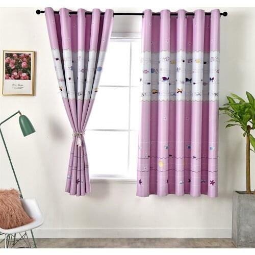 Cute Sea Fishes Short Curtains For Children Room Half Shade High Quality Drapes for Living room Kids Bedroom