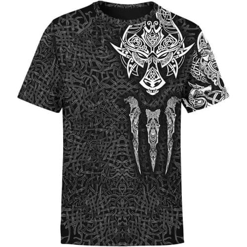 2021Odin Viking Symbol 3D Large Size Print T-shirt Mens Short Sleeve Tattoo Printing Harajuku Casual Summer Unisex