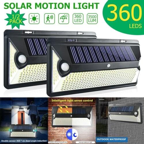 Outdoor 360/720 LED Solar Light Sunlight Waterproof Street Exterior Wall Lamp PIR Motion Sensor Night Security Garden Lighting