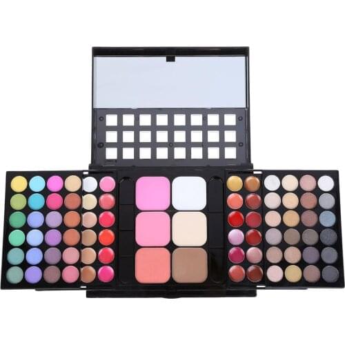 78 Color Makeup Set 48 Matte Shimmer Nude Eyeshadow Palette + 24 Lip Gloss +6 Foundation face powder / Blush Cosmetics Kit #TL78