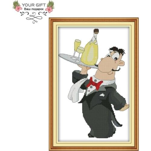 Joy Sunday C949 14CT 11CT Counted and Stamped Home Decor I'm A Waiter Needlework Needlepoint Embroidery DIY Cross Stitch kits