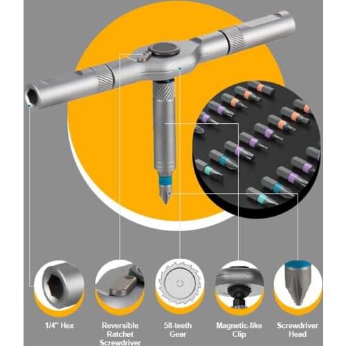 Thermomix Rotating Screwdriver Kit 24pcs Household Multifuctional Ratchet Detachable Handle Professional Tools Set Herramientas