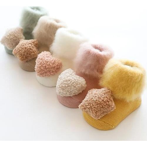 Newborn Baby velvet thickening non-slip socks stereo doll baby terry socks brush baby floor socks Todder Warm Shoes