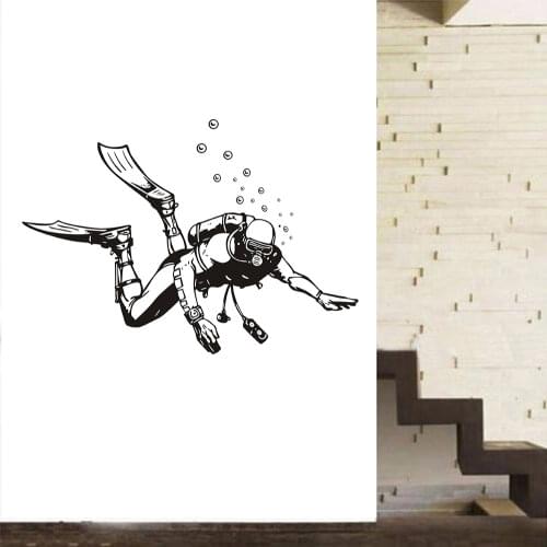 New Scuba Diver Wall Stickers Vintage Style Home Decor Sticker Removable Wall Decals Vinyl
