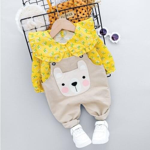 Autumn Baby Shirt Boys Clothes Long Sleeve 2pcs Outfits Set Infant Baby Girls Clothing Overalls Suit Kids Costume CYB004