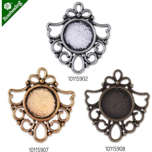 20pcs 12mm Round Flowers Cameo Cabochon Base,Cameo Bases Tray,Bezel Blank