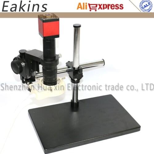 13MP HDMI VGA Industrial Video Microscope Camera Boom Arm Stand Repair Bracket+300X/180X C-MOUNT Lens+56 LED Light