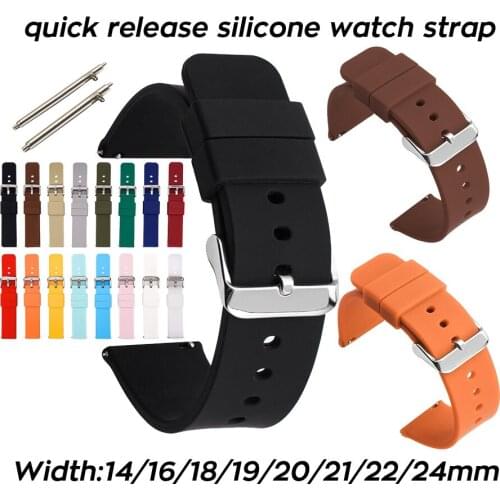 Sport Silicone Watch Strap 14 16 18 19 20 21 22mm 24mm Replace Watchband For Samsung Galaxy Watch 3 Active2 Huawei GT 2 Bands