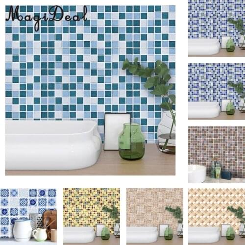 MagiDeal Peel Stick 3D Self Adhesive Mosaic Wall Tile Sticker Wall Paper Vinyl Film Water Resistant Wipe Clean for Kithchen Bath