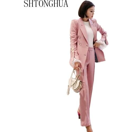 SHTONGHUA Women's Trouser Suits Two