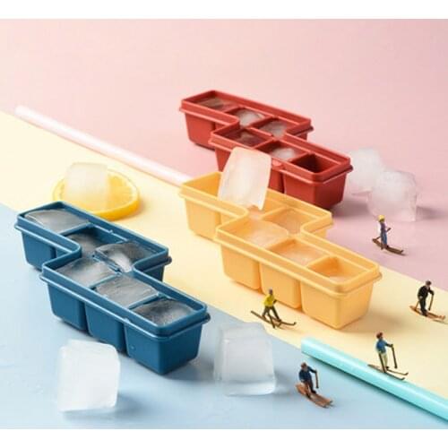 Silicone ice tray ice cube mold ice box making ice hockey artifact household homemade tetris ice cube box with lid