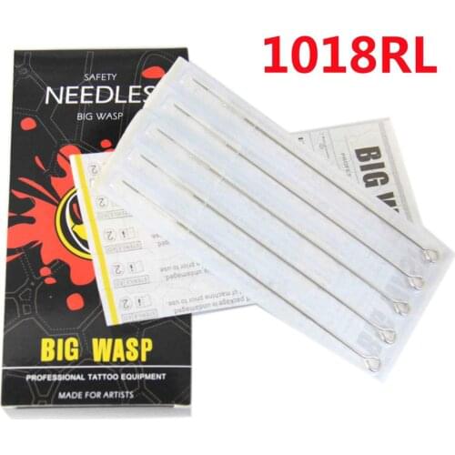 BIGWASP Premium Quality Tattoo Needles 18 Round Liner (18RL) Disposable & Sterilized - 50pcs/box