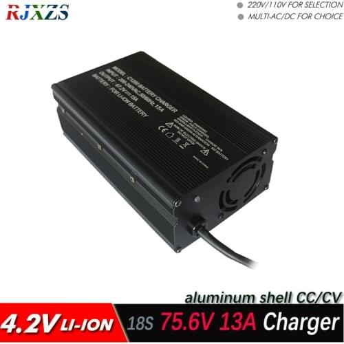 75.6V 13A smart charger for 18S lipo/ lithium Polymer/ Li-ion battery pack smart charger support CC/CV mode 4.2V*18=75.6V