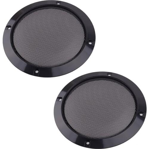 Universal 2Pcs/Set Car Circle Speakers Cover Steel Mesh Audio Subwoofer Grill Protector with Mounting Screws Black