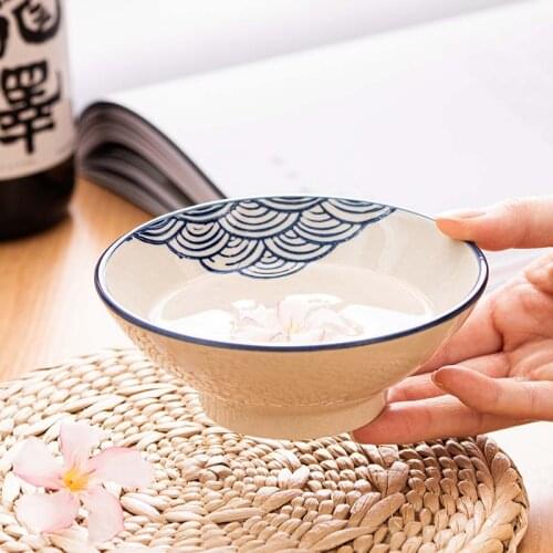 Japanese hand-painted rice bowl household ceramic small bowl tableware single creative cute eating bowl small soup bowl dessert