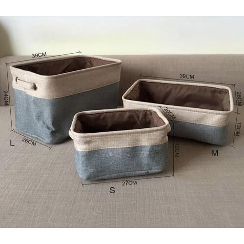 Cover-less Cotton Linen Storage Baskets Canvas Clothes Toy Car Storage Compartment Wine Red Large Double-layer Storage Box W1