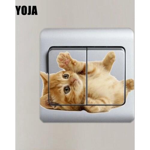 YOJA Cute New Kitten Switch Sticker Decor Living Room Bedroom Wall Decal 8SS0107