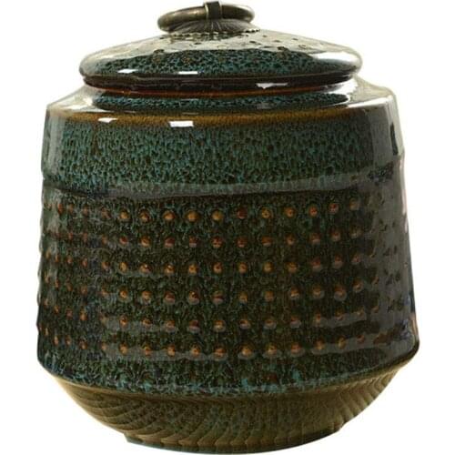 Green Gradient Glaze Ceramic Funeral Pet Urn for Memorials - Small - Holds Up to 30 Cubic Inches of Ashes