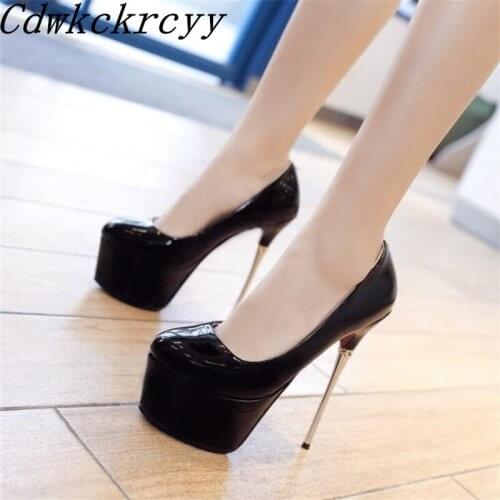 Spring and Autumn New pattern Europe and America fashion Super high heel 16CM Women Shoes Pink black sexy banquet Women Shoes