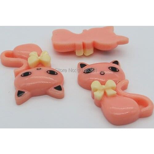 1pcs/lot resin flat back peach cat with bowknot 30mm Scrapbook Embellishment DIY Phone Decoration C001-6