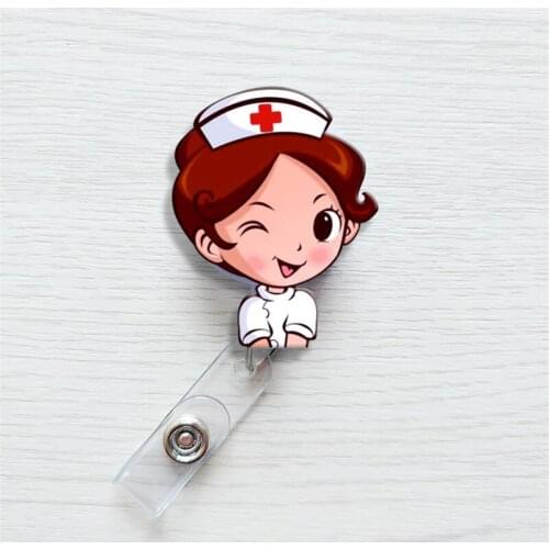 1 Pcs Cute Cartoon Mini Retractable Badge Reel Nurse Lanyards ID Name Card Badge Holder Clip Student Nurse Badge Holder Office