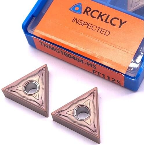 10pcs RCKLCY Carbide Inserts TNMG160404 HS FT1125 Turning Knife Blade CNC Lathe Metal Plate Cutting Tool for stainless steel