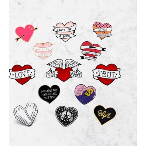 2019 Heart Shape Collection Brooch Badge Creative Enamel Couple Gift Love Cowboy Collar Brooch Pin Jewelry for Women Accessories