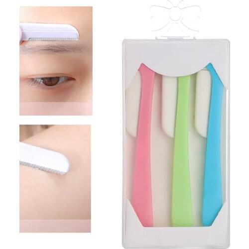 3Pcs/Set Face Eye Brow Shaper Trimmer Woman Hair Remover Shaver Portable Tool Scissors Shaping Facial Facial Eyebrow Makeup Tool
