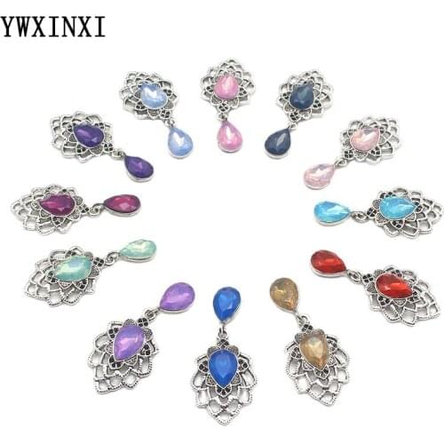 YWXINXI 10Pcs new alloy water drop flat back brooch, DIY handmade hair accessories, romantic wedding wine bottle decoration craf