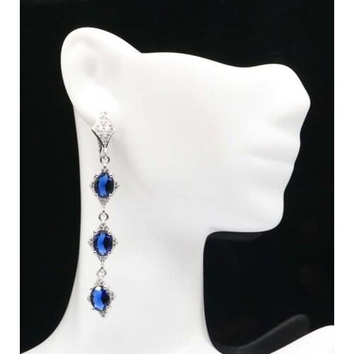 38x21mm Ravishing Created Golden Citrine White CZ For Ladies Daily Wear Silver Earrings Wholesale Drop Shipping