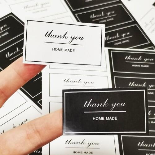 80pcs/pack Black And White Thank You Stickers Handmade Stickers For Small Business Package Wedding Party Gift Wrapping Supplies