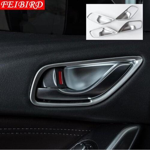 ABS Chrome Inner Car Door Pull Doorknob Handle Bowl Frame Molding Cover Kit Trim Accessories For Mazda 6 Sedan & Wagon 2016 2017