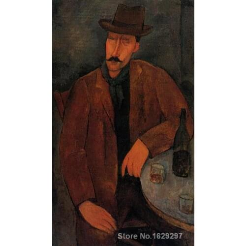 Abstract woman painting Amedeo Modigliani Man with a Glass of Wine handmade High quality
