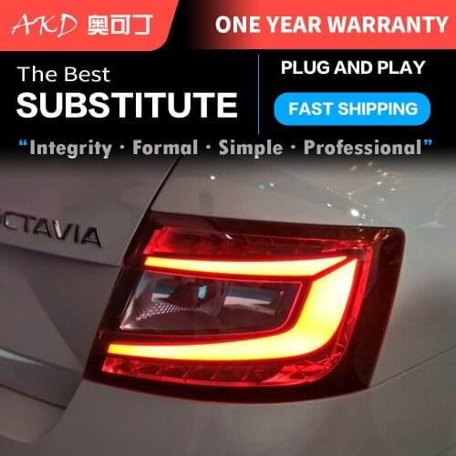 AKD car cars Tail lights For skoda octavia Taillights 2015 2016 2017 12V LED Car Tail lights Taillight Rear Lamp