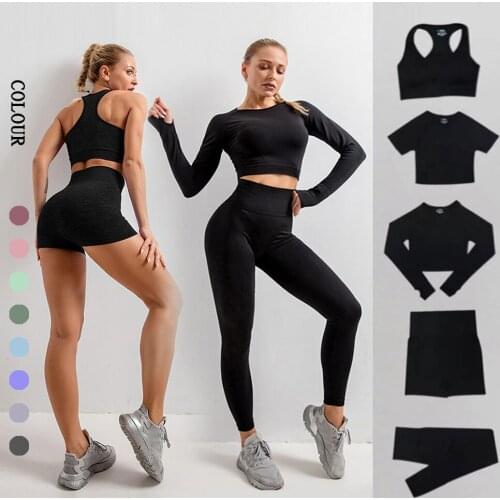 Seamless Yoga Set Gym Clothing Workout Clothes For Women Gym Set High Waist Sport Outfit Yoga Fitness Suit