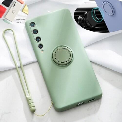 Liquid Silicone Case For Xiaomi Mi 10 Pro Mi10 Ultra Slim Soft Cases For Xiaomi Redmi Note 9s 9 K30 Pro Magnet Ring Holder cover