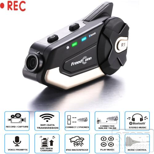 Motorcycle helmet Bluetooth Headset Camera 1080P HD Wireless WiFi Bluetooth 4.1 FREEDCONN App tacking for helmet rider