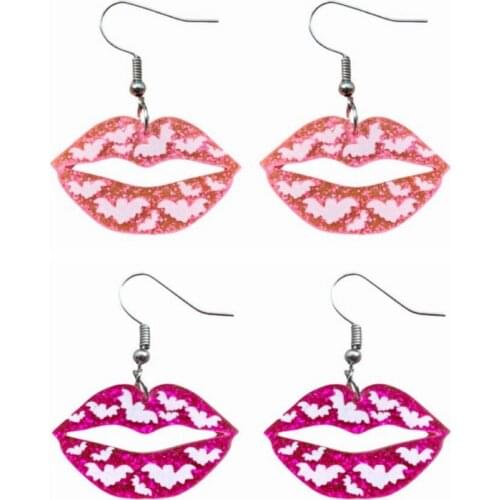 Halloween Acrylic Retro Bat Glitter Mouth Jewelry Earrings