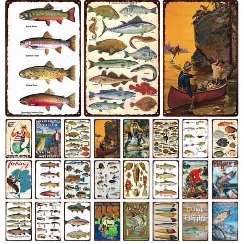 Art Iron Painting Sea Fish Metal Crafts For Living Room Metal Poster Decoration Home Wall Decor Biology Classroom Decoration