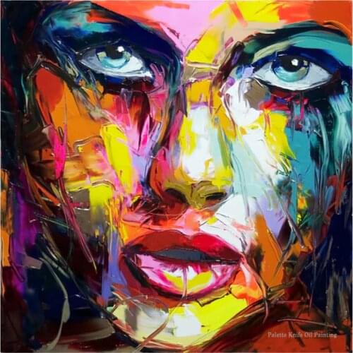 Hand painted Character figure canvas Francoise Nielly Palette knife portrait Face Oil painting wall Art picture for living room