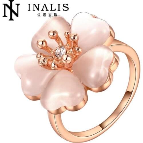 R634 White Flower Rings High Quality Gold Color Fashion Ring for Party