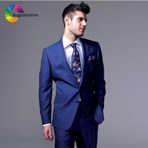 Royal Blue Men Suits For Wedding Groom Evening Party Blazer Costume Slim Fit Formal Tailored Tuxedo Terno Traje Hombre 2 Pieces